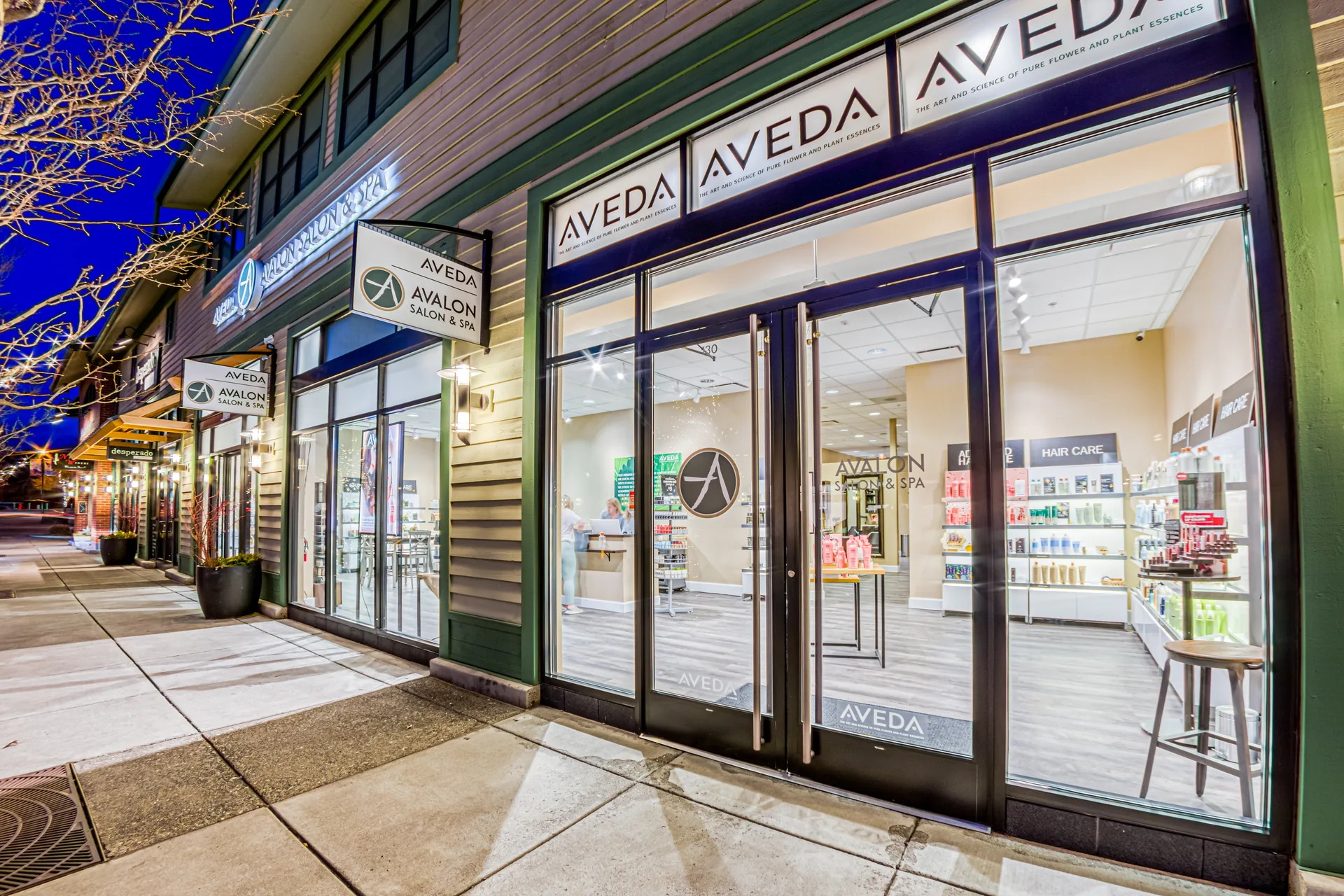 Avalon Salon & Spa storefront in Bend’s Old Mill District